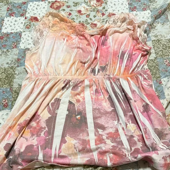 Espresso Women's Pink and Orange Abstract Blouse - Picture 3 of 3